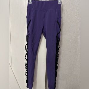 Purple Leggings with Black Lace-Up Sides